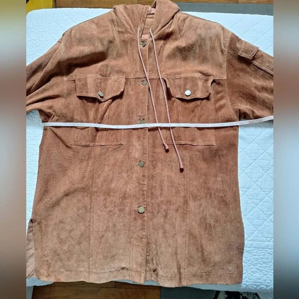 Golden Brown Suede Button-Up Jacket Small